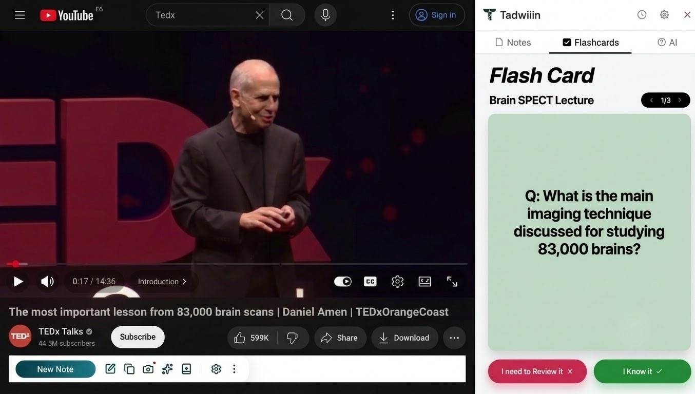 Study notes using flashcards